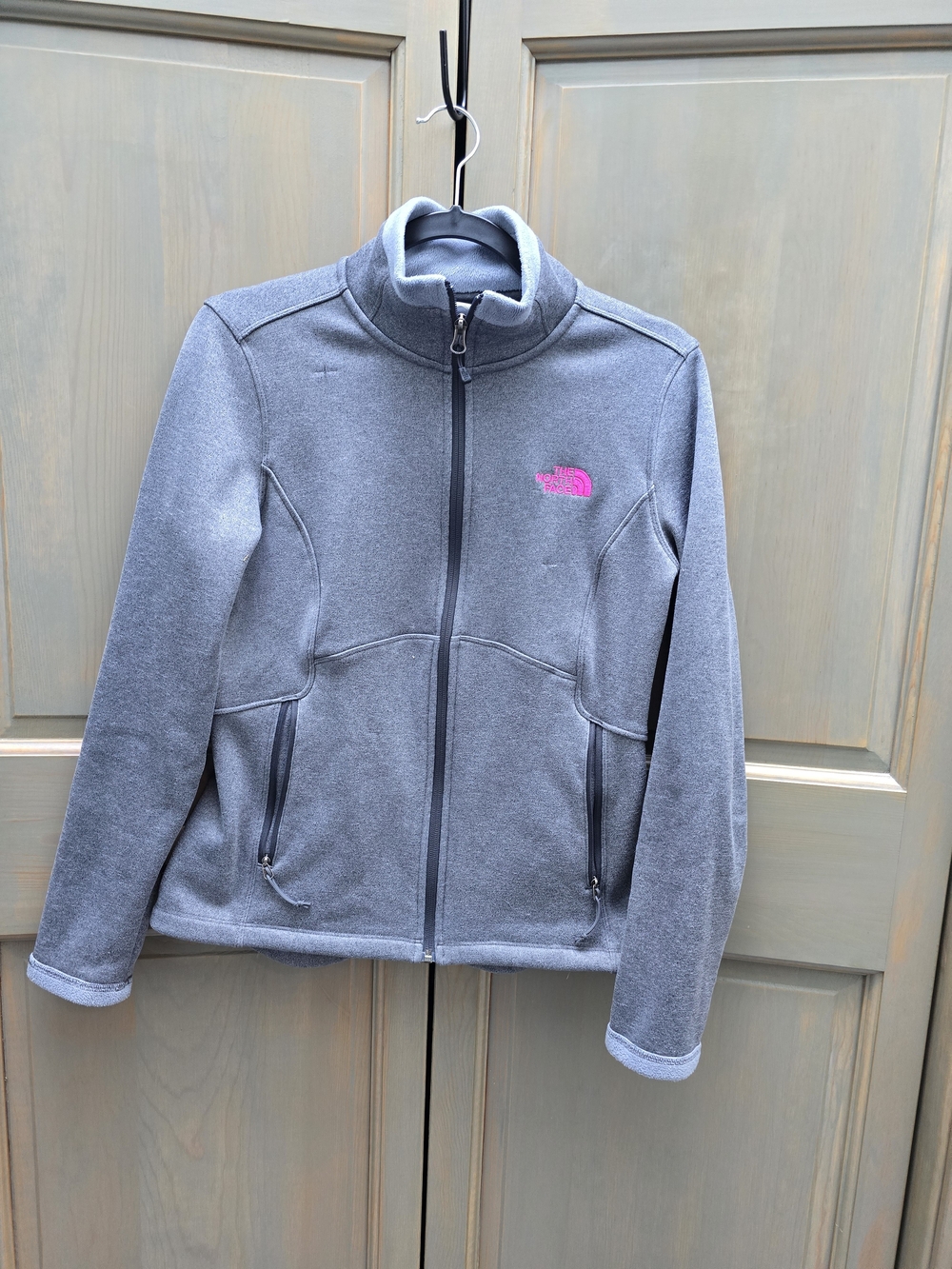 The North Face Gray Fleece Jacket with Pink Logo